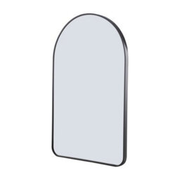 Living And Home Black Aluminum Alloy Arch Bathroom Mirror Hd Glass With Towel Bar Wall Vanity Mirror 50X80Cm - thumbnail 2