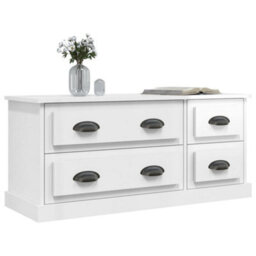 Berkfield Durable Tv Cabinet High Gloss White 100X35.5X45 Cm Engineered Wood - thumbnail 4