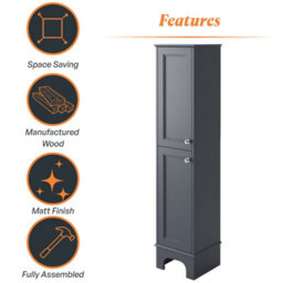 Plum&clay Beckett Blue Grey Floor Standing Bathroom Tall Storage Unit (H)1618mm (W)360mm - thumbnail 4