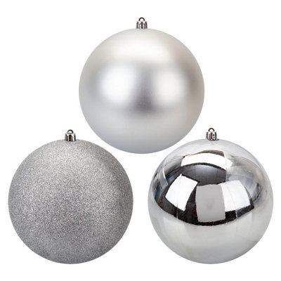 Christmas Bauble Decoration Hanging Tree Ornament X 3 14Cm Silver - image 1