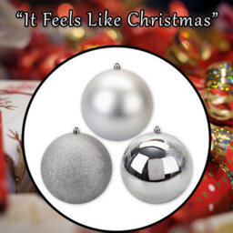 Christmas Bauble Decoration Hanging Tree Ornament X 3 14Cm Silver - thumbnail 7