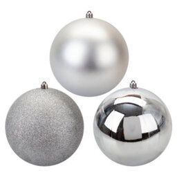 Christmas Bauble Decoration Hanging Tree Ornament X 3 14Cm Silver - thumbnail 1
