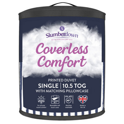 Slumberdown Coverless Comfort Duvet Single 10.5 Tog 2N1 Design Matching Pillowcase Reversible All Year Round Navy Printed Washable - image 1