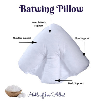 CHILIMILII Batwing Pillow Hollowfiber Filled Neck Back Head Shoulder Support Soft Fluffy Batwing Cushions