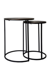 Aspect Furniture Hiba Nest Of 2 Tables, Sunburst Top, Antique Bronze - thumbnail 5