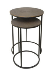 Aspect Furniture Hiba Nest Of 2 Tables, Sunburst Top, Antique Bronze - thumbnail 2