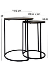 Aspect Furniture Hiba Nest Of 2 Tables, Sunburst Top, Antique Bronze - thumbnail 7
