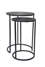 Aspect Furniture Hiba Nest Of 2 Tables, Sunburst Top, Antique Bronze - thumbnail 3