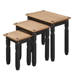 Mews Corona Nest Of 3 Tables Black Solid Mexican Pine - thumbnail 5