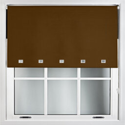 Furnished Blackout Roller Blinds With Square Eyelets And Metal Fittings- Brown Trimmable (W)120Cm (L)165Cm - thumbnail 1