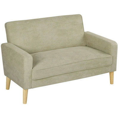 2 Seater Sofa, Velvet-Feel Upholstered Loveseat For Small Space, Beige - image 1