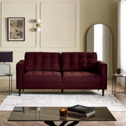 Furniturebox Jenna 3 Seater Maroon Velvet Sofa With Solid Wood Frame - thumbnail 2