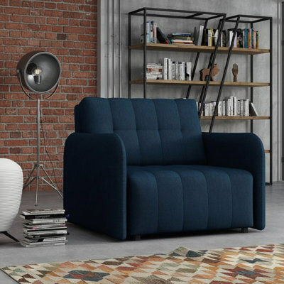Viva Grand I Upholstered Sofa Bed With Wavy Spring Wooden Legs Wooden Frame Freestanding Backrest 85X95X98Cm Blue - image 1