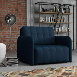 Viva Grand I Upholstered Sofa Bed With Wavy Spring Wooden Legs Wooden Frame Freestanding Backrest 85X95X98Cm Blue - thumbnail 1