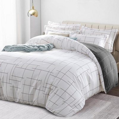 Bedlooms Graphic Printed Duvet Cover Set, Reversible & Hypoallergenic Bedding Pack, King 230X220Cm