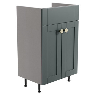 Ashford Standard Matt Kombu Green Double Freestanding Bathroom Vanity Unit (H) 820mm (W) 495mm - image 1