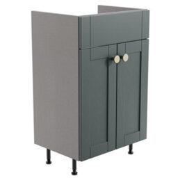 Ashford Standard Matt Kombu Green Double Freestanding Bathroom Vanity Unit (H) 820mm (W) 495mm - thumbnail 1