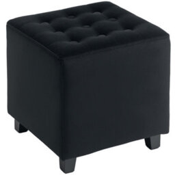 Homcom Square Footstool Small Ottoman W/ Wood Legs For Bedroom Charcoal Grey - thumbnail 2
