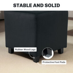 Homcom Square Footstool Small Ottoman W/ Wood Legs For Bedroom Charcoal Grey - thumbnail 6