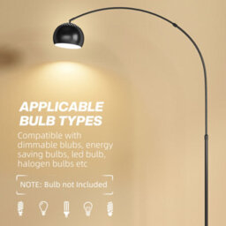 Homcom Arc Floor Lamp For Living Room, Free Standing Tall Lamp, Black - thumbnail 8
