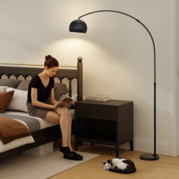Homcom Arc Floor Lamp For Living Room, Free Standing Tall Lamp, Black - thumbnail 9