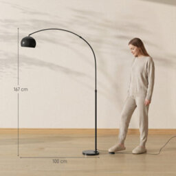 Homcom Arc Floor Lamp For Living Room, Free Standing Tall Lamp, Black - thumbnail 3