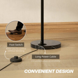 Homcom Arc Floor Lamp For Living Room, Free Standing Tall Lamp, Black - thumbnail 7
