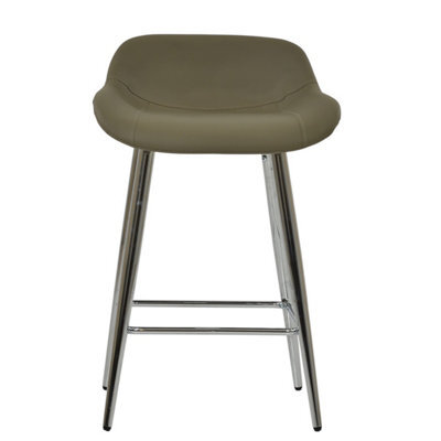 Lakeland Furniture Jenrick Taupe Faux Leather Chrome Fixed Leg Base Bar Stool - image 1