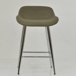 Lakeland Furniture Jenrick Taupe Faux Leather Chrome Fixed Leg Base Bar Stool - thumbnail 3