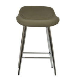 Lakeland Furniture Jenrick Taupe Faux Leather Chrome Fixed Leg Base Bar Stool - thumbnail 1