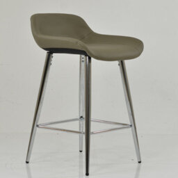 Lakeland Furniture Jenrick Taupe Faux Leather Chrome Fixed Leg Base Bar Stool - thumbnail 4