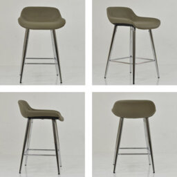 Lakeland Furniture Jenrick Taupe Faux Leather Chrome Fixed Leg Base Bar Stool - thumbnail 2