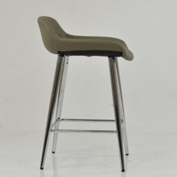 Lakeland Furniture Jenrick Taupe Faux Leather Chrome Fixed Leg Base Bar Stool - thumbnail 5