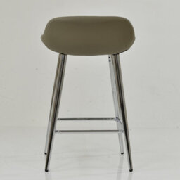 Lakeland Furniture Jenrick Taupe Faux Leather Chrome Fixed Leg Base Bar Stool - thumbnail 6