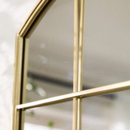 Dibor Gold Arched Wall Mounted Window Mirror Indoor Mirror Living Room Decor Framed Mirror H90 X W90Cm - thumbnail 3
