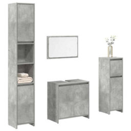 Berkfield 4 Piece Bathroom Furniture Set Concrete Grey Engineered Wood - thumbnail 1