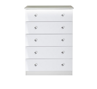 Broadway 5 Drawer Chest With Led Lights In White Gloss (Ready Assembled) - image 1