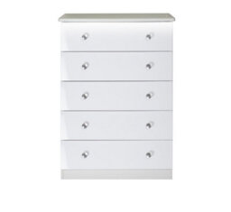 Broadway 5 Drawer Chest With Led Lights In White Gloss (Ready Assembled)