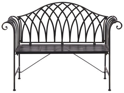 Beliani Evergreen 130Cm Outdoor Garden Bench Black Metal 2-Seater Vintage - image 1