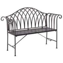 Beliani Evergreen 130Cm Outdoor Garden Bench Black Metal 2-Seater Vintage - thumbnail 3