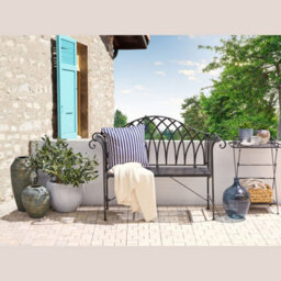 Beliani Evergreen 130Cm Outdoor Garden Bench Black Metal 2-Seater Vintage - thumbnail 2