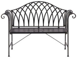 Beliani Evergreen 130Cm Outdoor Garden Bench Black Metal 2-Seater Vintage - thumbnail 1