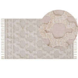 Beliani Rug Suluova Beige 80 X 150 Cm Cotton - thumbnail 1