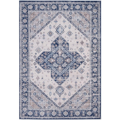 The Rugs Montana Navy Cream Oriental Area Rug And Runner Soft Durable Pet Friendly Easy To Clean Living Room Bedroom 4010 - image 1