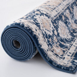 The Rugs Montana Navy Cream Oriental Area Rug And Runner Soft Durable Pet Friendly Easy To Clean Living Room Bedroom 4010 - thumbnail 5