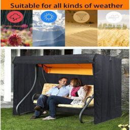 Outdoor Protective Cover, 3-Seater Garden Swing 220X125X175Cm, Black - thumbnail 8