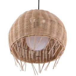Beliani Boho Eclectic Handmade Rattan Dome Pendant Lamp, Natural - W27 X D27 X H150 Cm - thumbnail 3