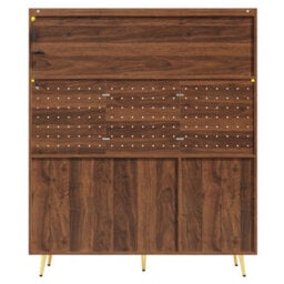 Abrihome Led Lit Sideboard With Fluted Glass Doors 145Cm Country Style 5-Door Storage Cabinet Freestanding Buffet For Kitchen Brown - thumbnail 8