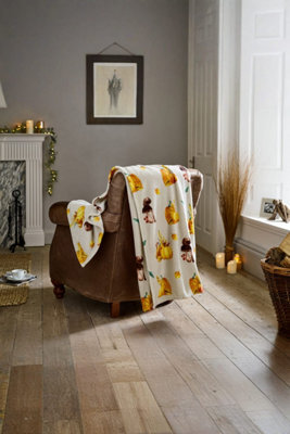 Deyongs Pumpkin Party Throw Natural Autumn Harvest Pumpkin Print Fleece Blanket 140X180Cm - image 1