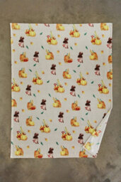 Deyongs Pumpkin Party Throw Natural Autumn Harvest Pumpkin Print Fleece Blanket 140X180Cm - thumbnail 2